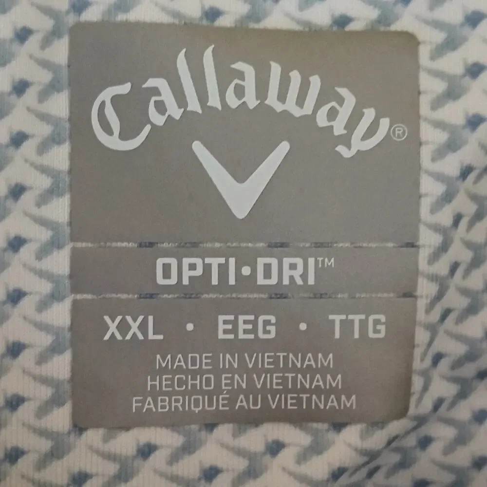 Callaway Polo Shirt Men's XXL White Geometric Performance Golf Opti-dri Stretch - Picture 7 of 12